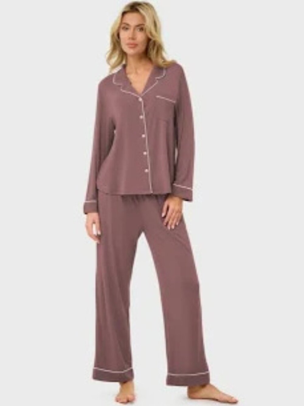 Victoria’s Secret Dusty Pink Long Sleeve Button Modal Blend Pajama Set